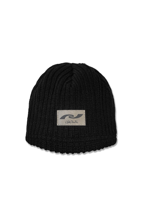 PAPER LOGO RIB BEANIE -BLACK-
